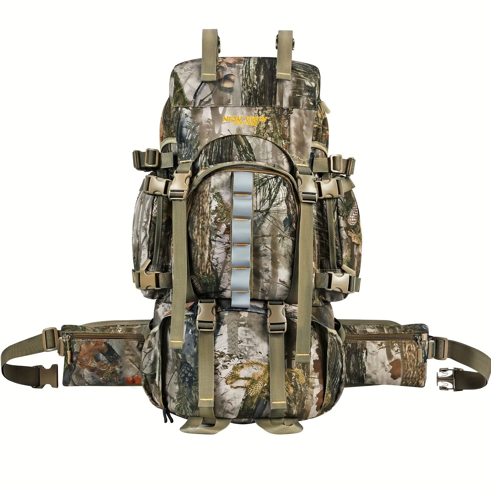 Hunting Backpack For Men, 60L Camo Backpack With Waterproof Rain Cover, 600D Hunting Pack For Hunters