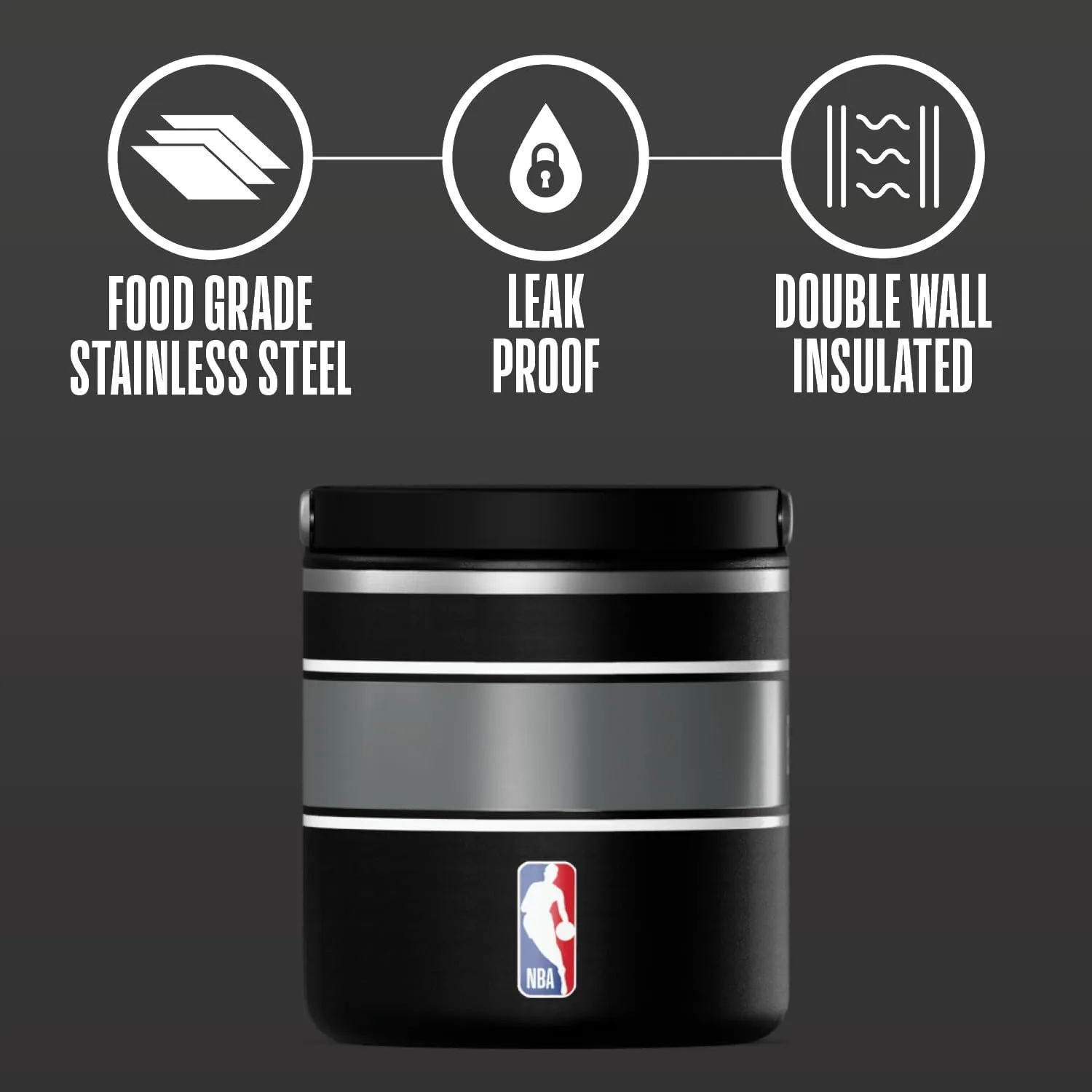 Hydrapeak x NBA Officially Licensed Brooklyn Nets 25oz Stainless Steel Vacuum Insulated Thermos Food Jar with Handle, Wide Mouth Leak-Proof Soup Thermos for Adults, 10 Hours Hot and 16 Hours Cold