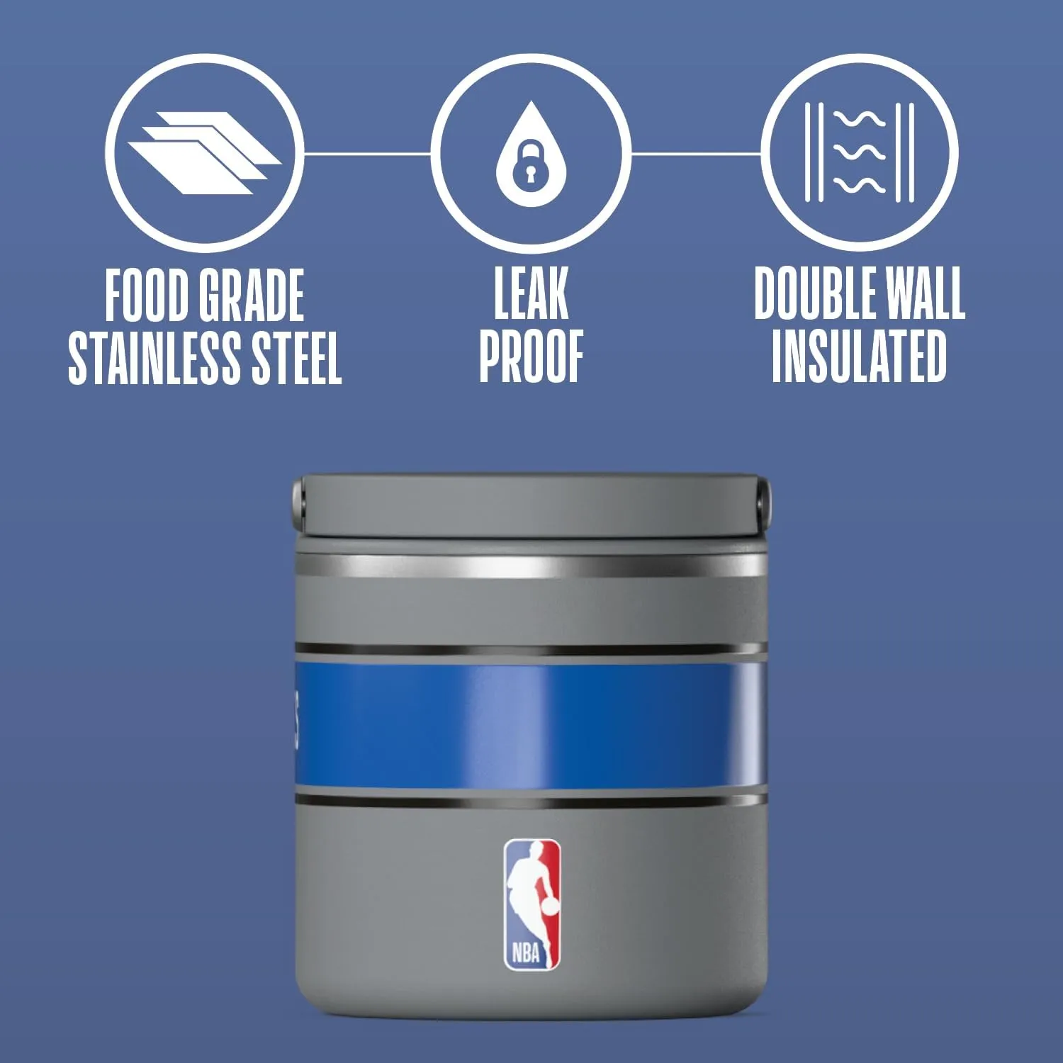 Hydrapeak x NBA Officially Licensed Dallas Mavericks 25oz Stainless Steel Vacuum Insulated Thermos Food Jar with Handle, Wide Mouth Leak-Proof Soup Thermos for Adults, 10 Hours Hot and 16 Hours Cold