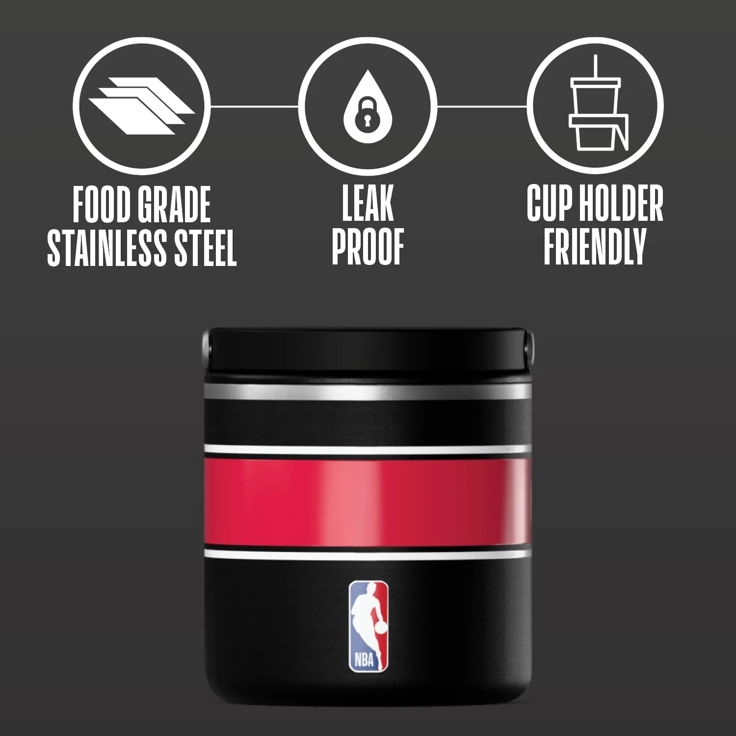 Hydrapeak x NBA Officially Licensed Houston Rockets 25oz Stainless Steel Vacuum Insulated Thermos Food Jar with Handle, Wide Mouth Leak-Proof Soup Thermos for Adults, 10 Hours Hot and 16 Hours Cold