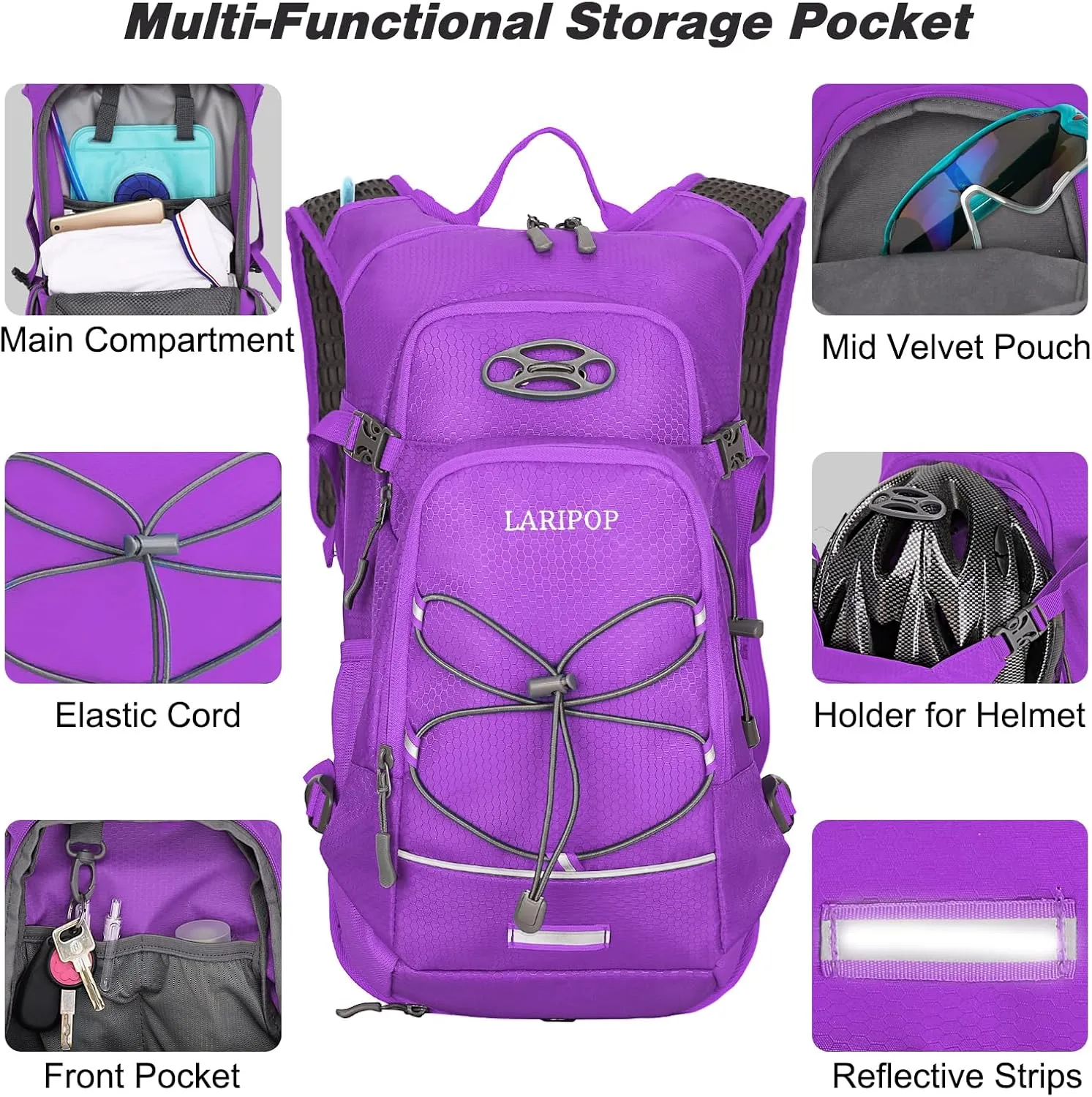 Hydration Backpack 18L with Water Bladder 2L Hiking Water Backpack Women Men Lightweight Hydration Pack for Cycling