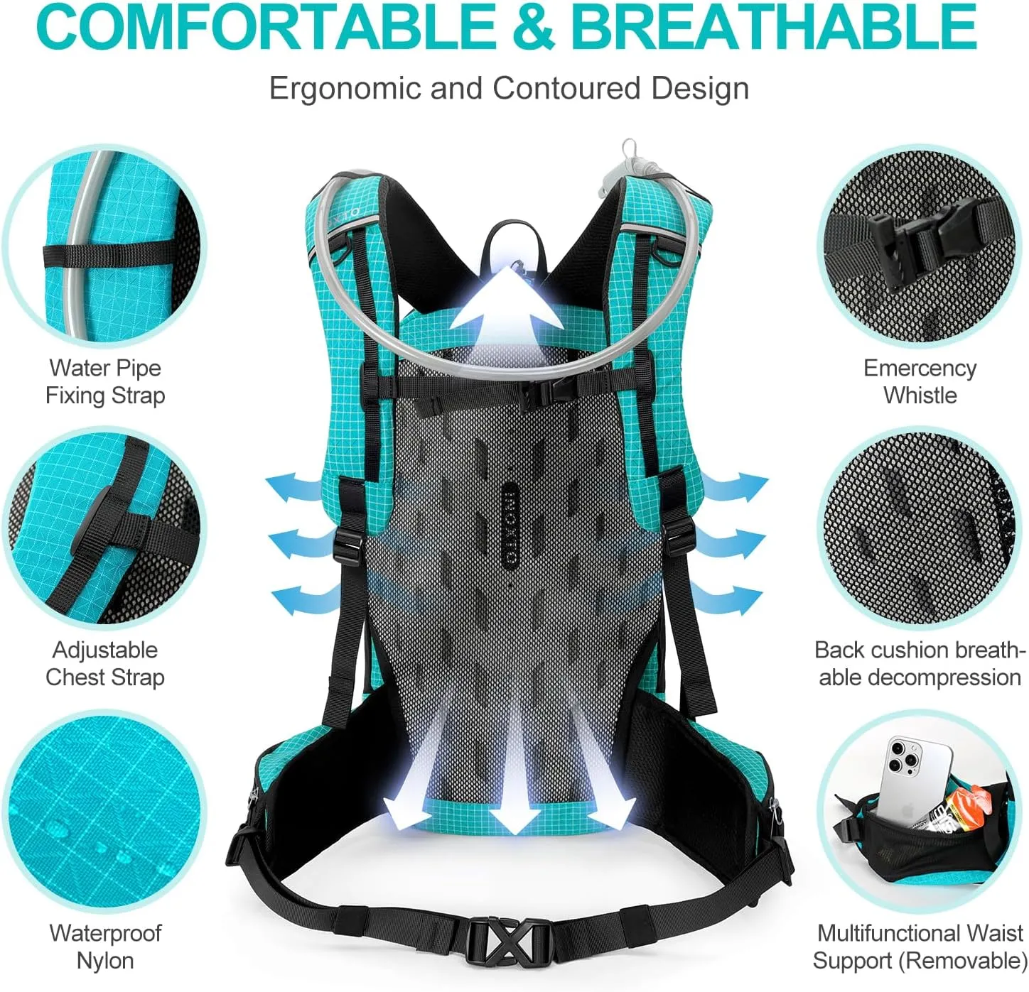 Hydration Backpack, 25L Hiking Backpack with 3L Water Bladder and Rain Cover, Hiking Water Backpack Men Women Lightweight Hydration Pack for Hiking, Cycling, Climbing, Camping