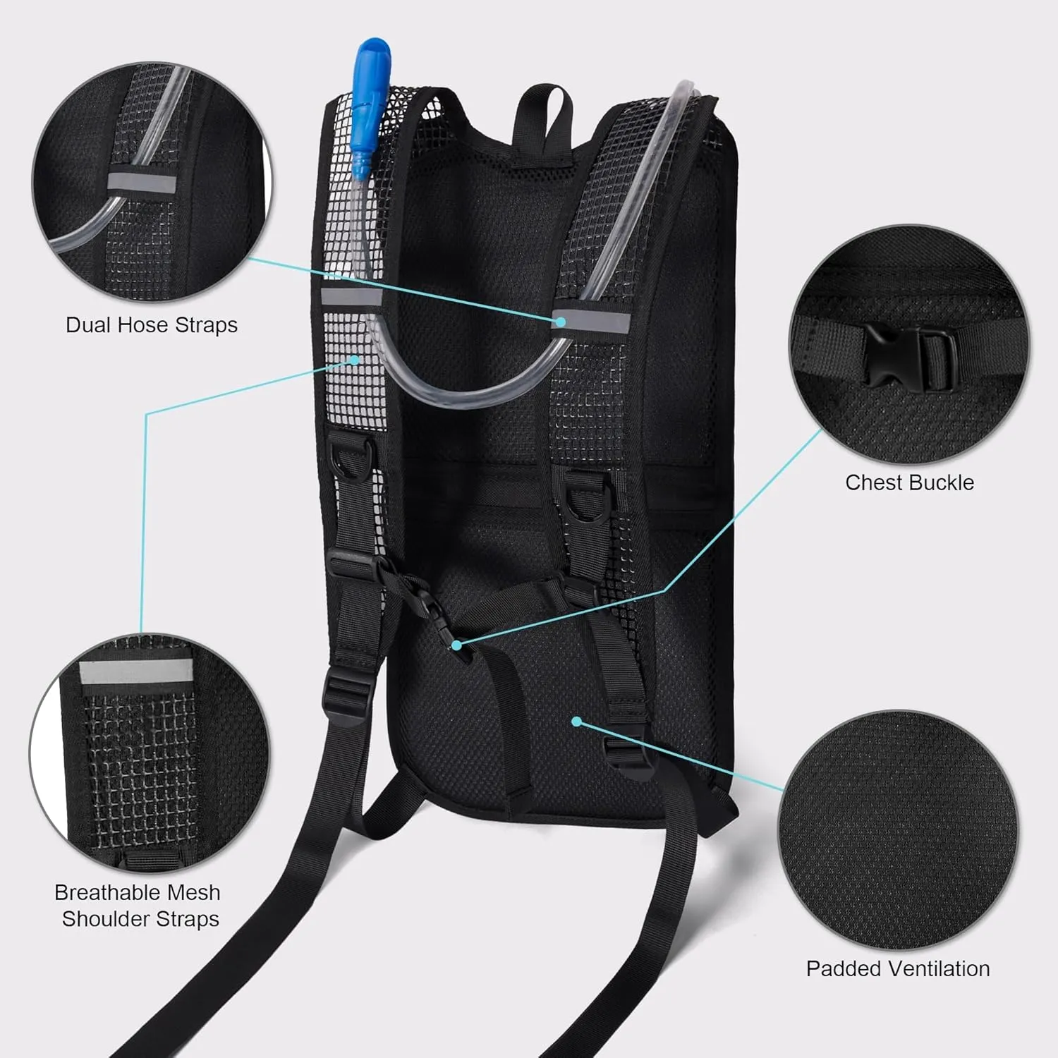 Hydration Backpack - Lightweight Water Backpack with 2L Water Bladder Bag, Running Hydration Vest Backpack for Men Women, Hydration Pack for Hiking, Cycling, Climbing MIYCOO