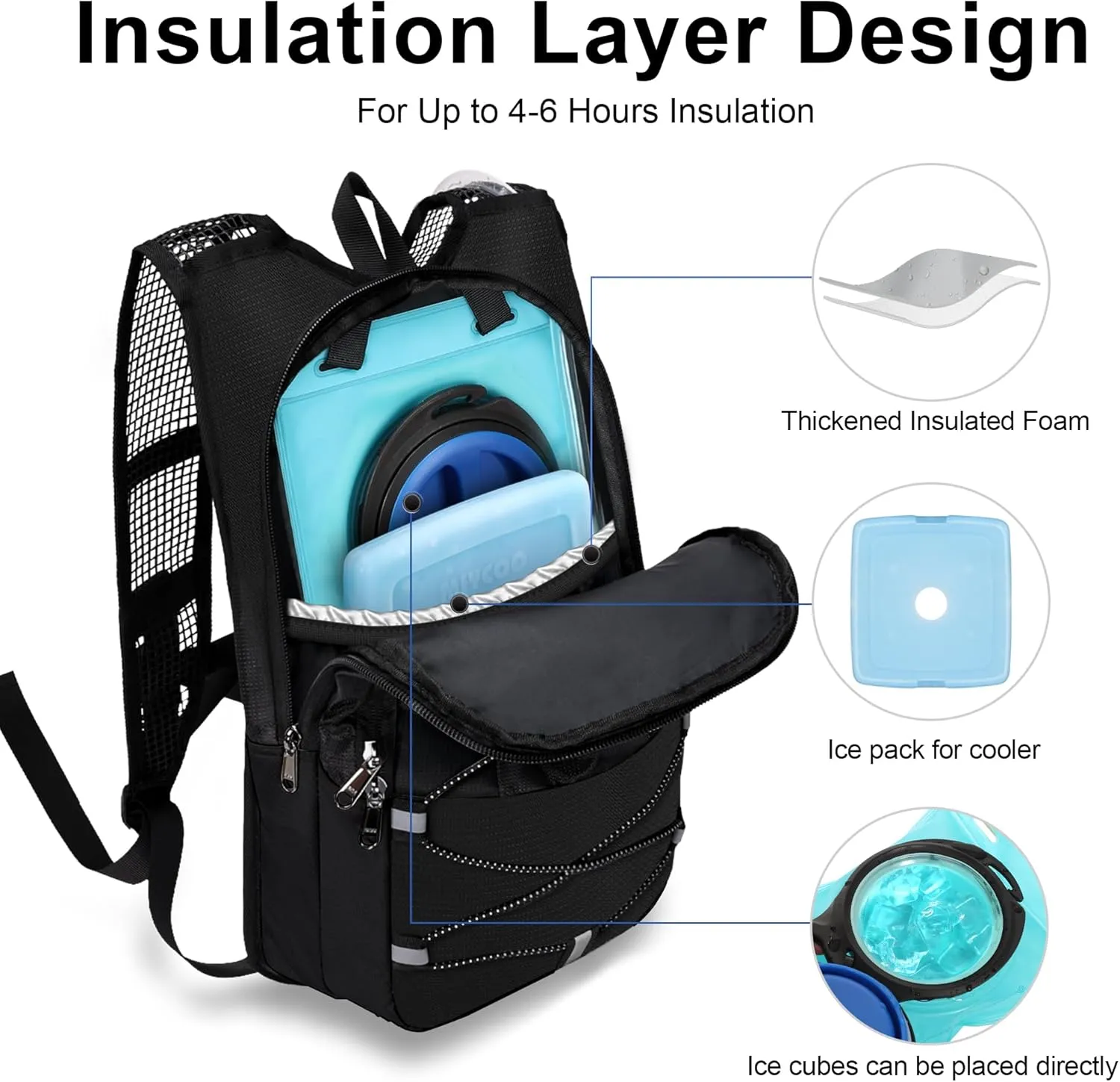 Hydration Backpack - Lightweight Water Backpack with 2L Water Bladder Bag, Running Hydration Vest Backpack for Men Women, Hydration Pack for Hiking, Cycling, Climbing MIYCOO