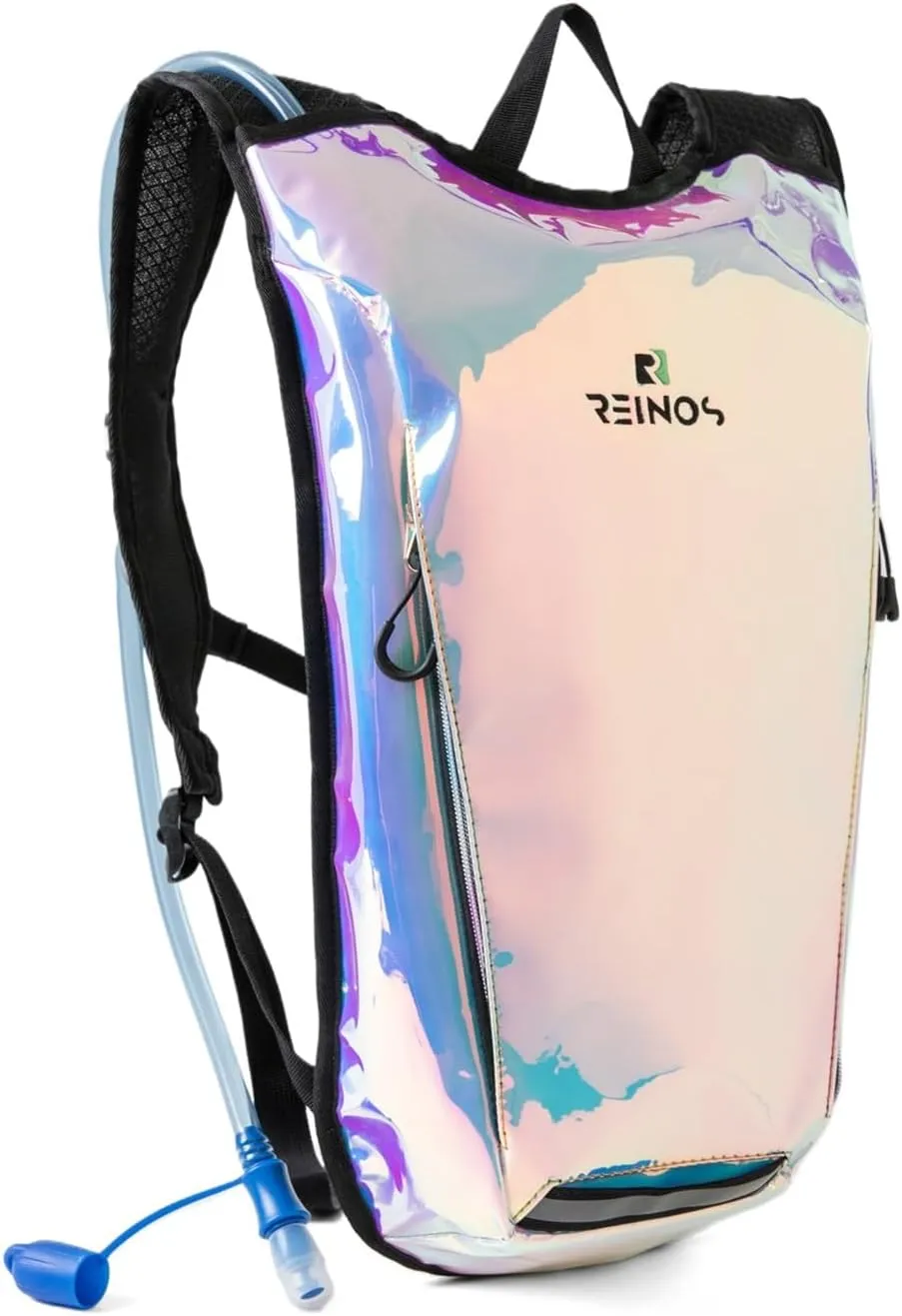 Hydration Backpack Pack with 2L Water Bladder Rave Essentials Lightweight Bag for Hiking, Running Vest, Music Festival for Men Women (Flash)