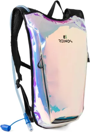 Hydration Backpack Pack with 2L Water Bladder Rave Essentials Lightweight Bag for Hiking, Running Vest, Music Festival for Men Women (Flash)