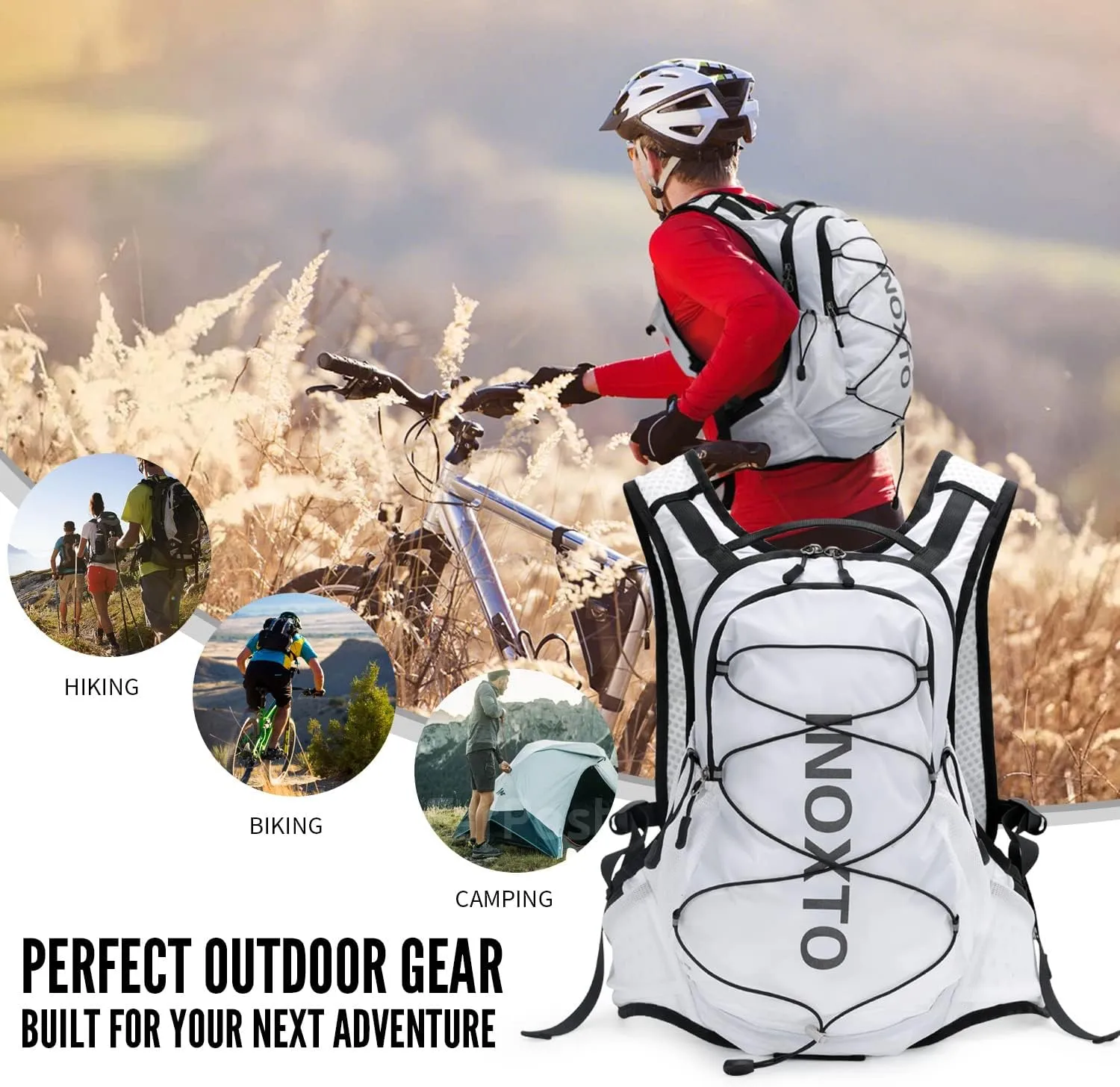 Hydration Pack Backpack, Lightweight Water Backpack with 2L Leakproof Hydration Bladder Daypack for Men Women,Running Hydration Vest for Outdoor Trail