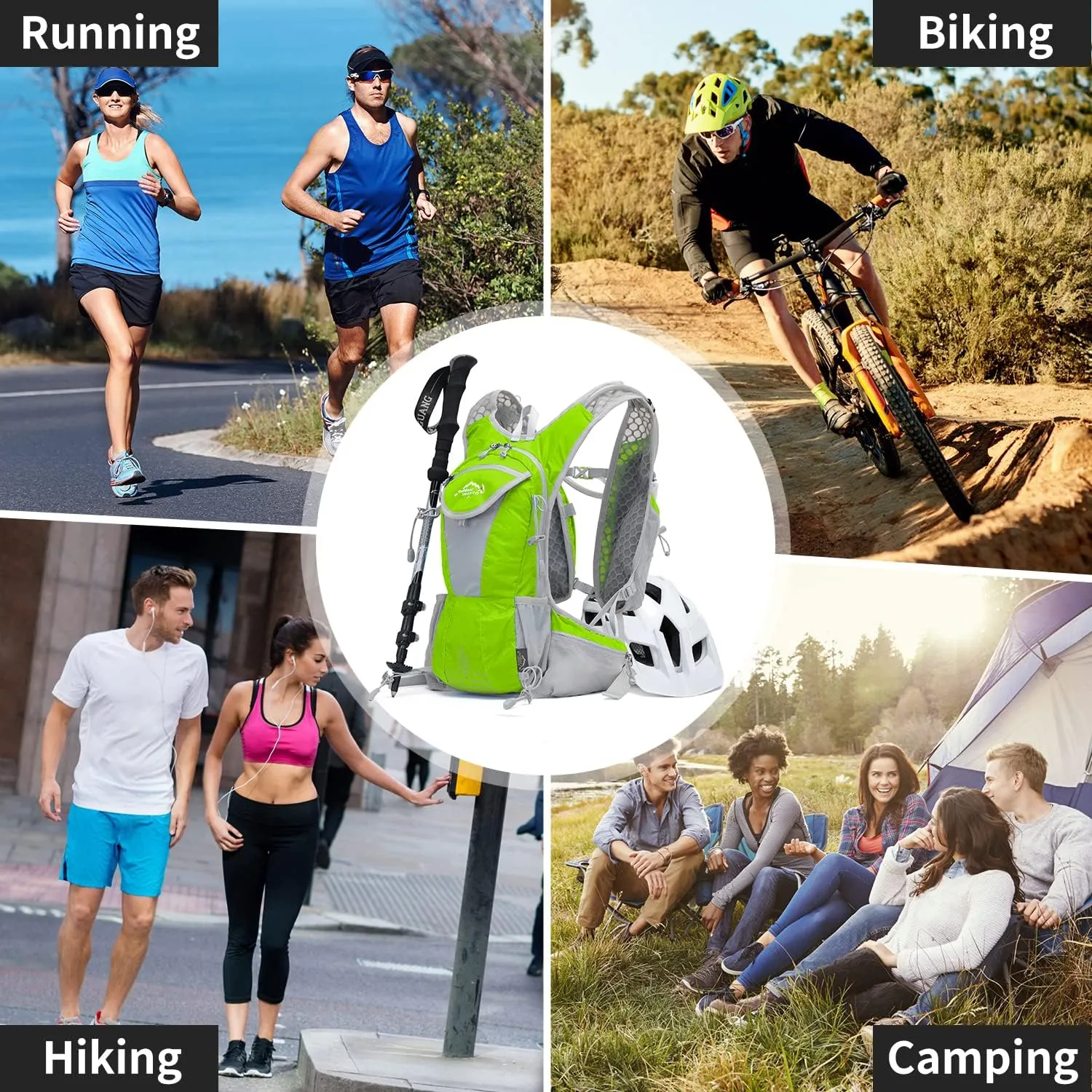 Hydration Pack Backpack, Lightweight Water Backpack with 2L Leakproof Hydration Bladder Daypack for Men Women,Running Hydration Vest for Outdoor Trail