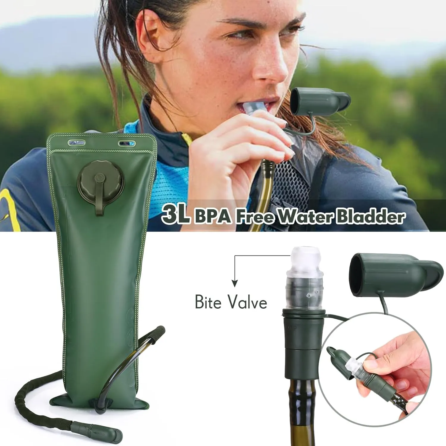 Hydration Pack Backpack with 3L Bladder, Tactical Water Bag for Hiking, Biking, Running, Walking and Climbing