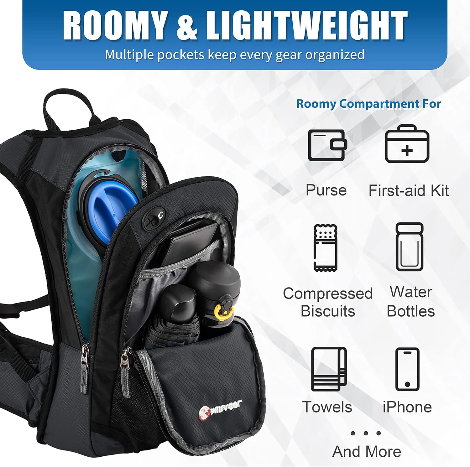 Hydration Pack Hiking Water Backpack - Miracol Insulated Water Bag with 2L Bladder