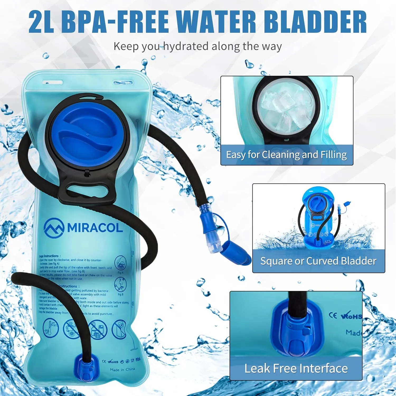 Hydration Pack Hiking Water Backpack - Miracol Insulated Water Bag with 2L Bladder
