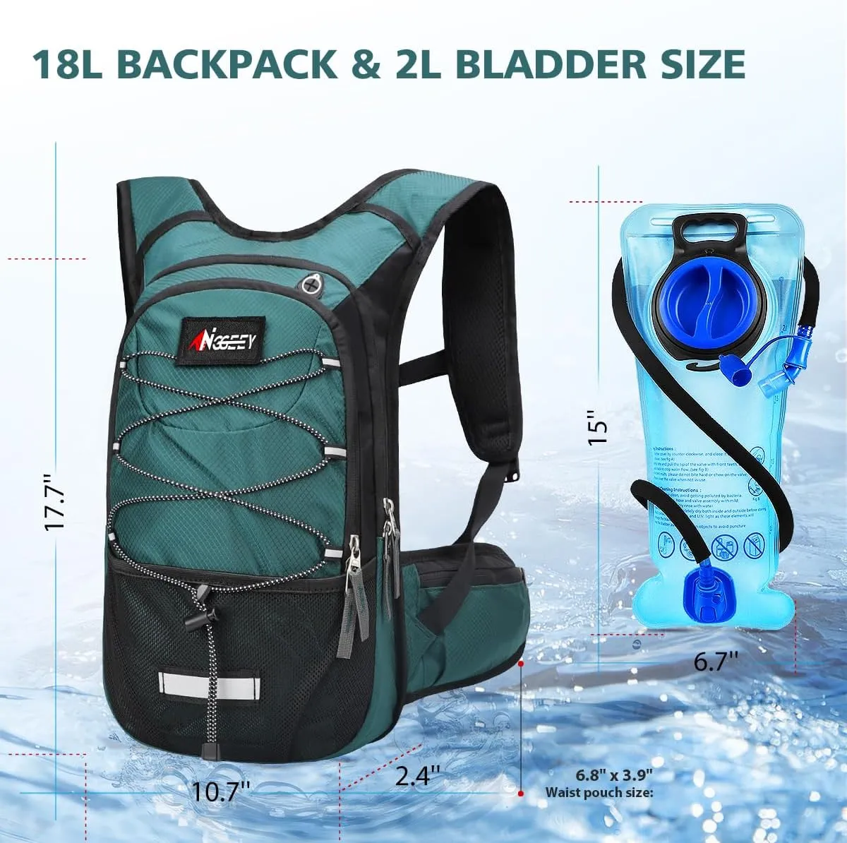 Hydration Pack, Insulated Hydration Backpack with 2L Hydration Bladder, Hiking Backpack for Men Women Kids, Water Backpack for Hiking, Running, Cycling, Camping