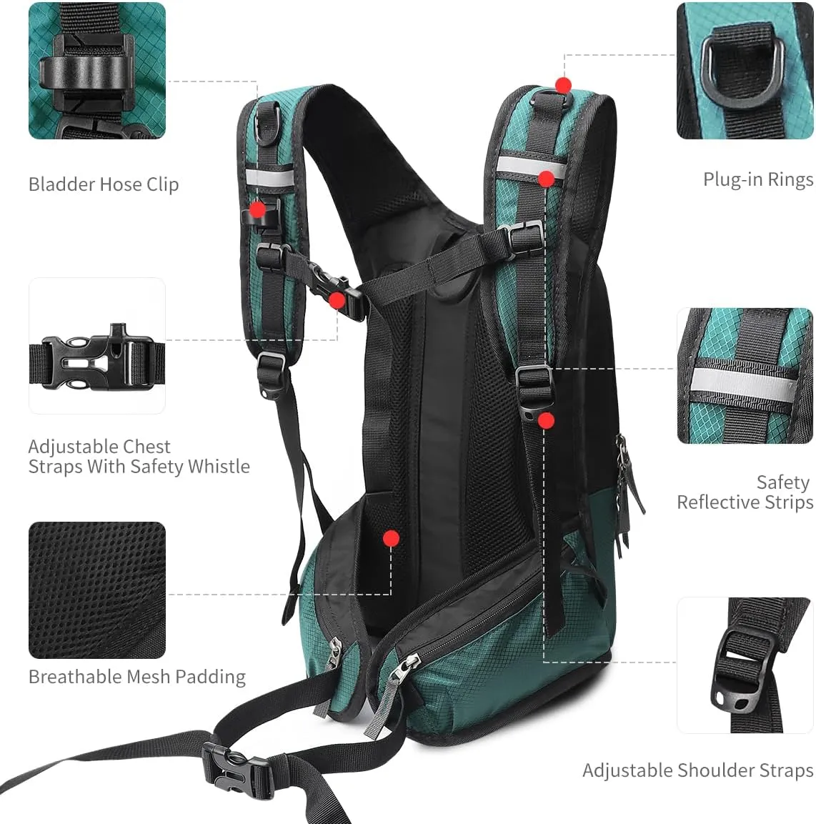 Hydration Pack, Insulated Hydration Backpack with 2L Hydration Bladder, Hiking Backpack for Men Women Kids, Water Backpack for Hiking, Running, Cycling, Camping