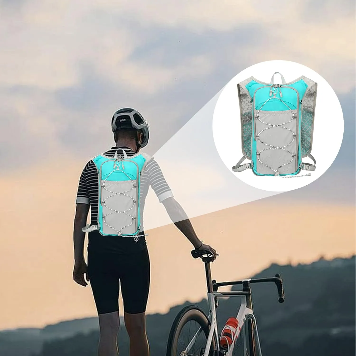 Hydration Pack Running - Outdoor Bladder Daypack for Men - Breathable & Reflective Hydration Backpack for Running and Jogging, for Runs, Cycling, Trails, Marathons