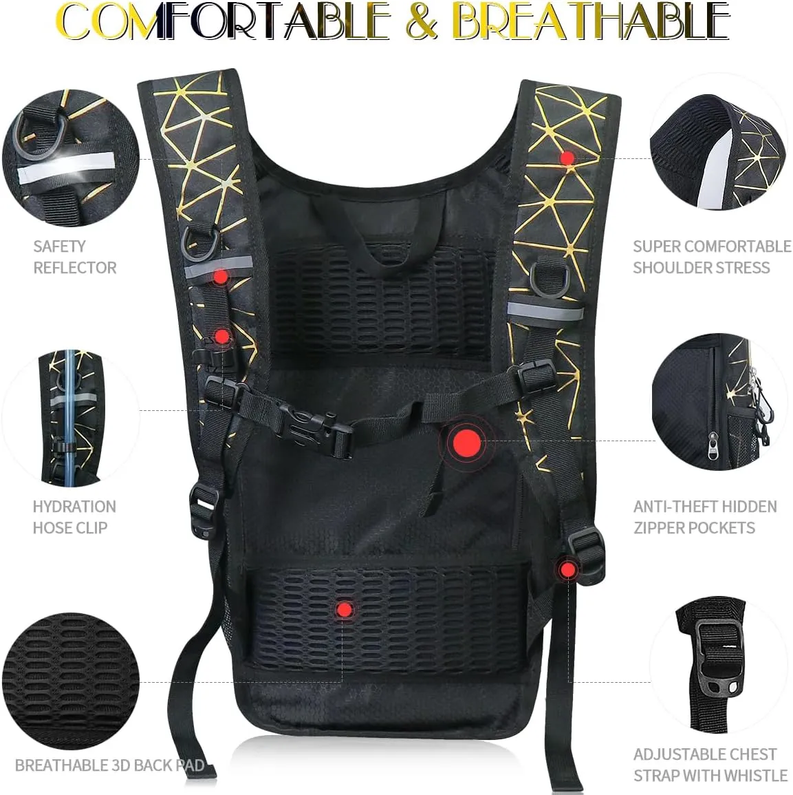 Hydration Pack, Water Backpack with 3L Hydration Bladder Lightweight Insulation, Festival Essential, Rave Hydration Backpack, Hydropack Backpack for Rave, Hiking, Biking, Running, Festival Gear