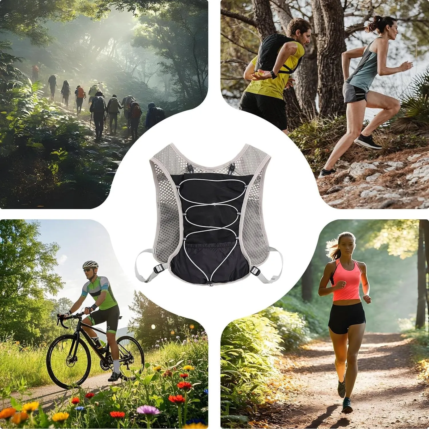 Hydration Vest, 5L Waterproof Running Vest, Adjustable Fit, Breathable Sports Gear, for Cycling, Trail Running, Mountain Adventures, Hiking, Outdoor Activities, 16.14x10.63 Inches