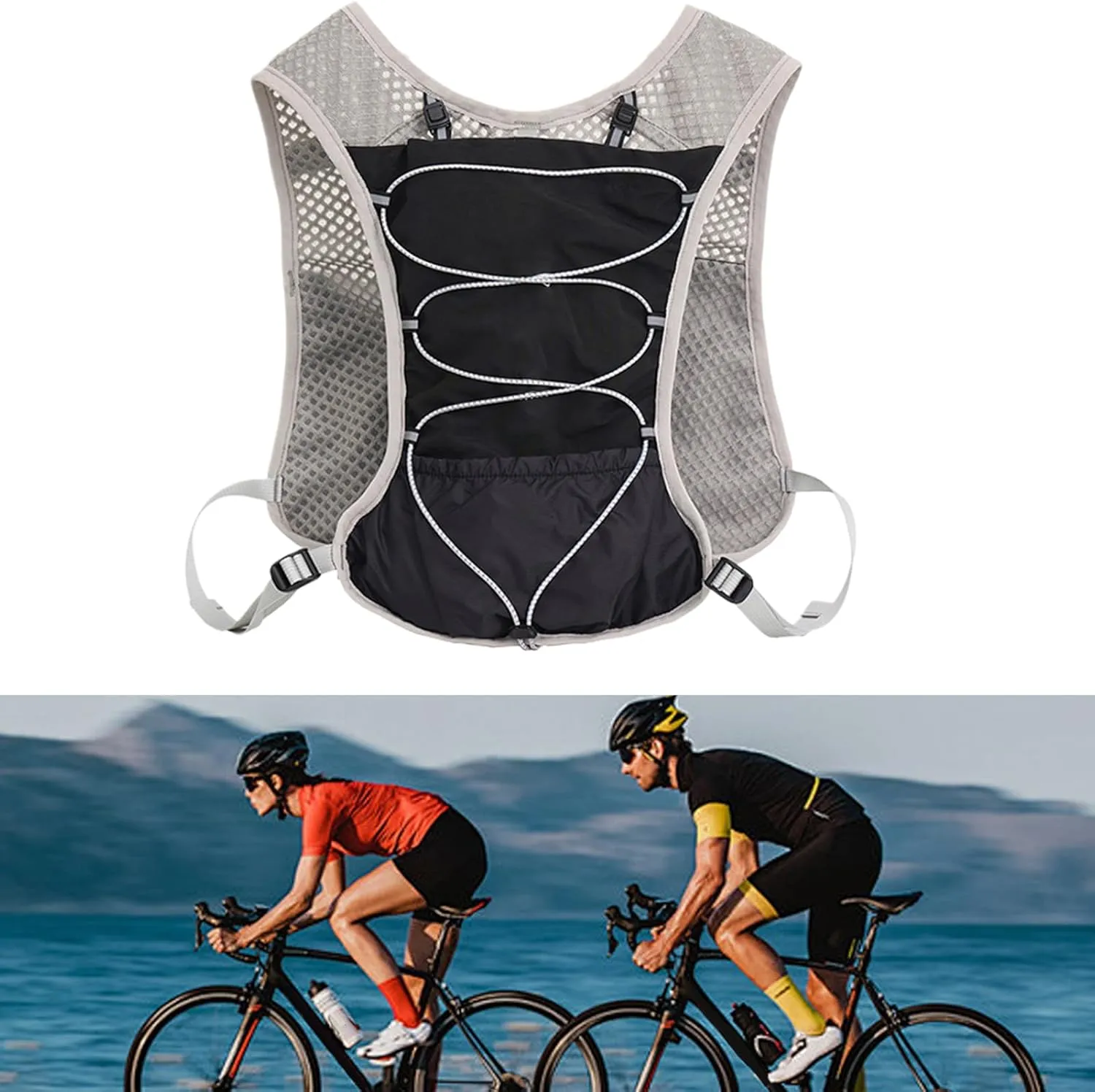 Hydration Vest, 5L Waterproof Running Vest, Adjustable Fit, Breathable Sports Gear, for Cycling, Trail Running, Mountain Adventures, Hiking, Outdoor Activities, 16.14x10.63 Inches