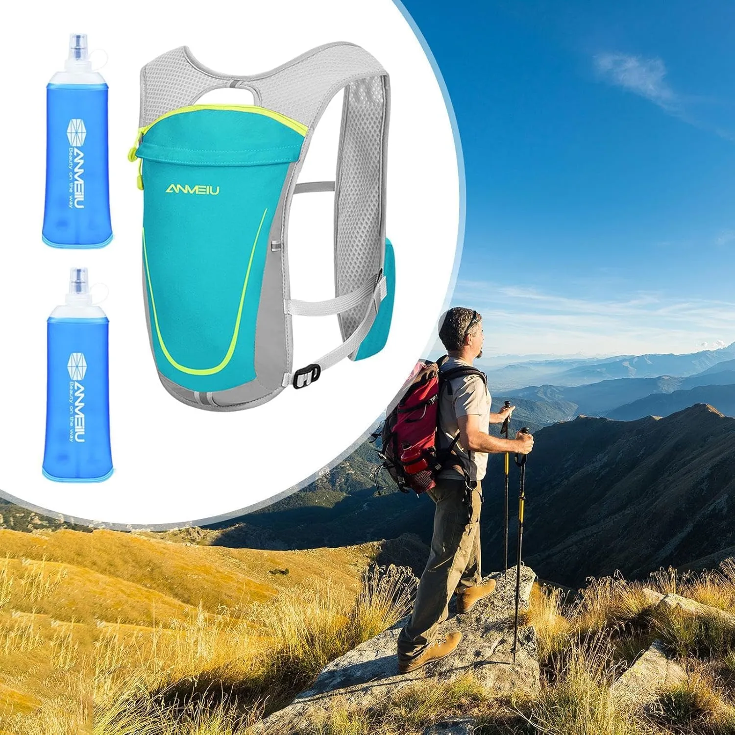 Hydration Vest Hydration Pack with 450ml Water Bladder Running Gear Breathable Hydration Backpack for Mountaineering Jogging