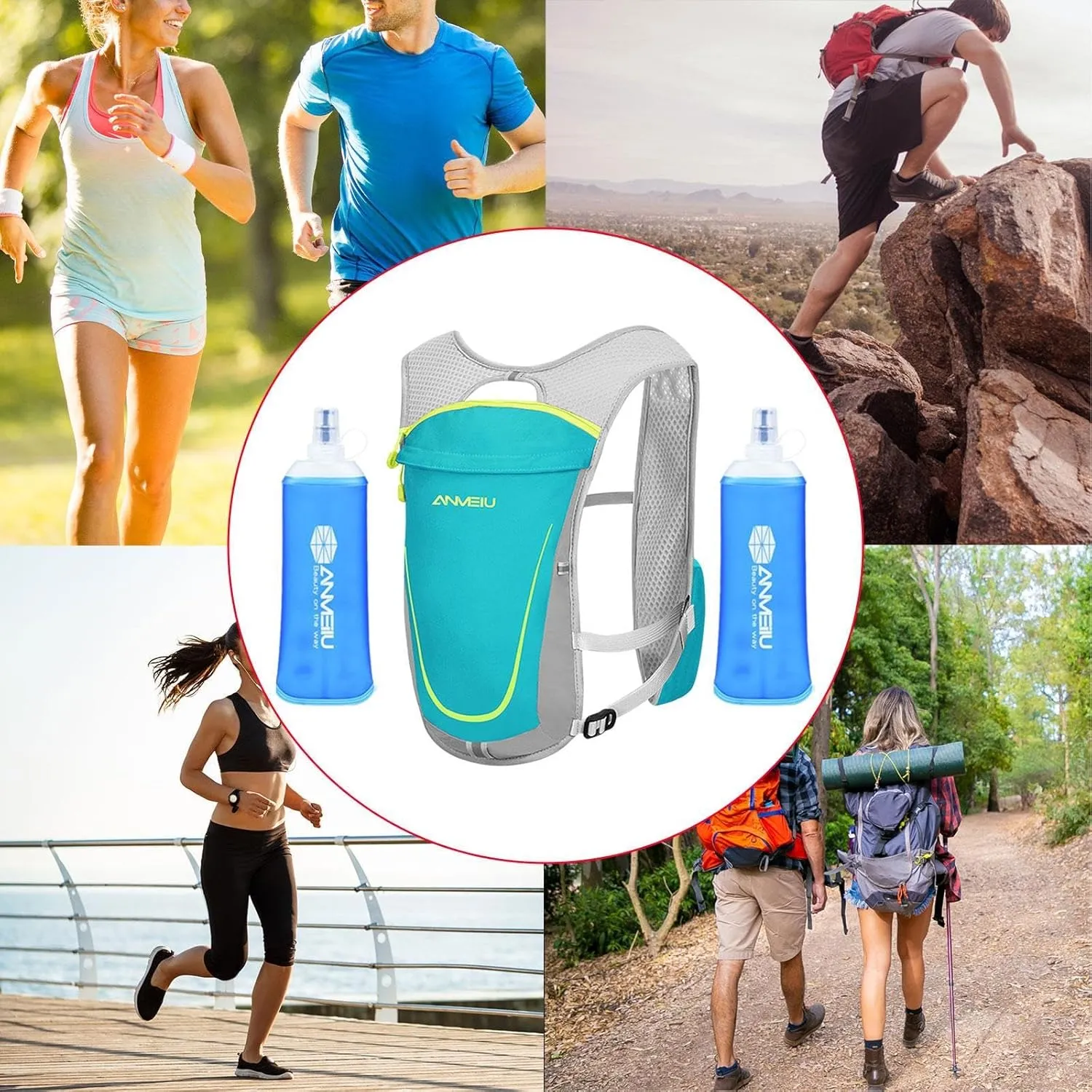Hydration Vest Hydration Pack with 450ml Water Bladder Running Gear Breathable Hydration Backpack for Mountaineering Jogging