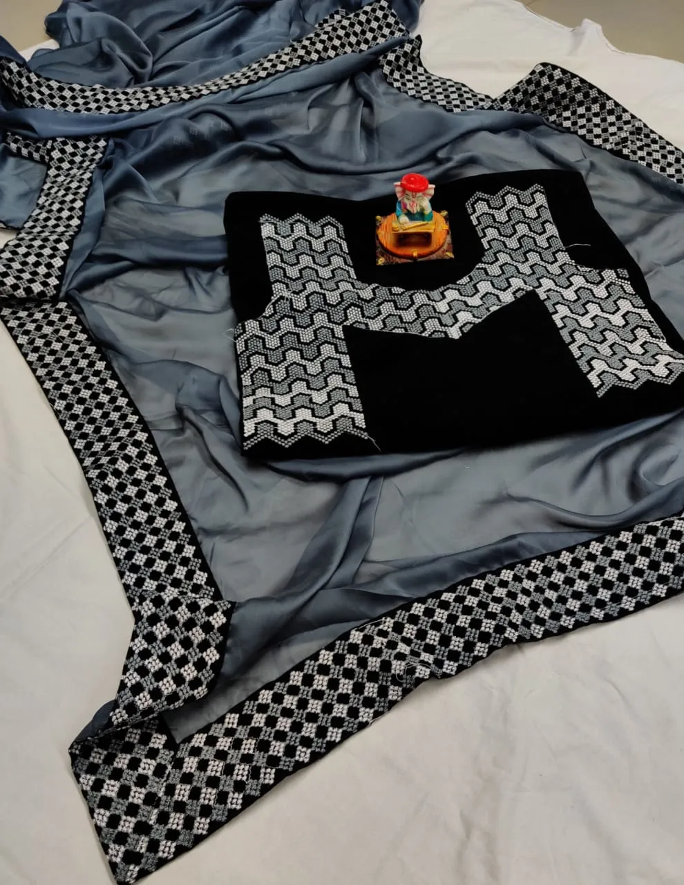 Hypnotic Grey Color Rangoli Silk Embroidered Work Saree Blouse For Occasion Wear