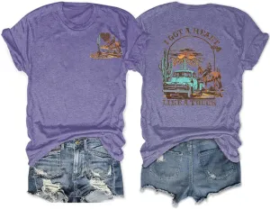 I Got A Heart Like A Truck T Shirt Women Country Music Shirts Nashville Concert Outfit Western Sunset Cowgirl Tops