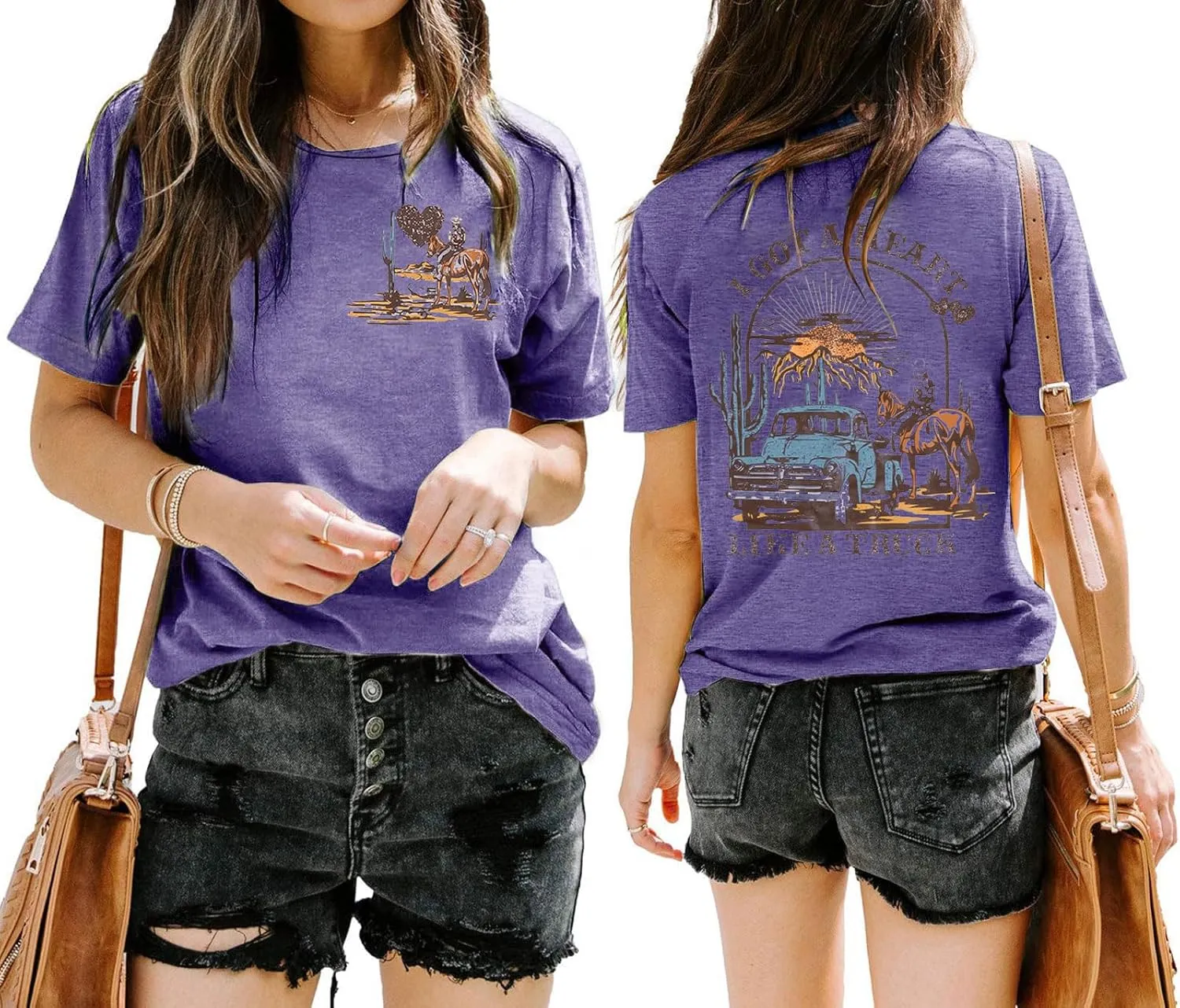 I Got A Heart Like A Truck T Shirt Women Country Music Shirts Nashville Concert Outfit Western Sunset Cowgirl Tops