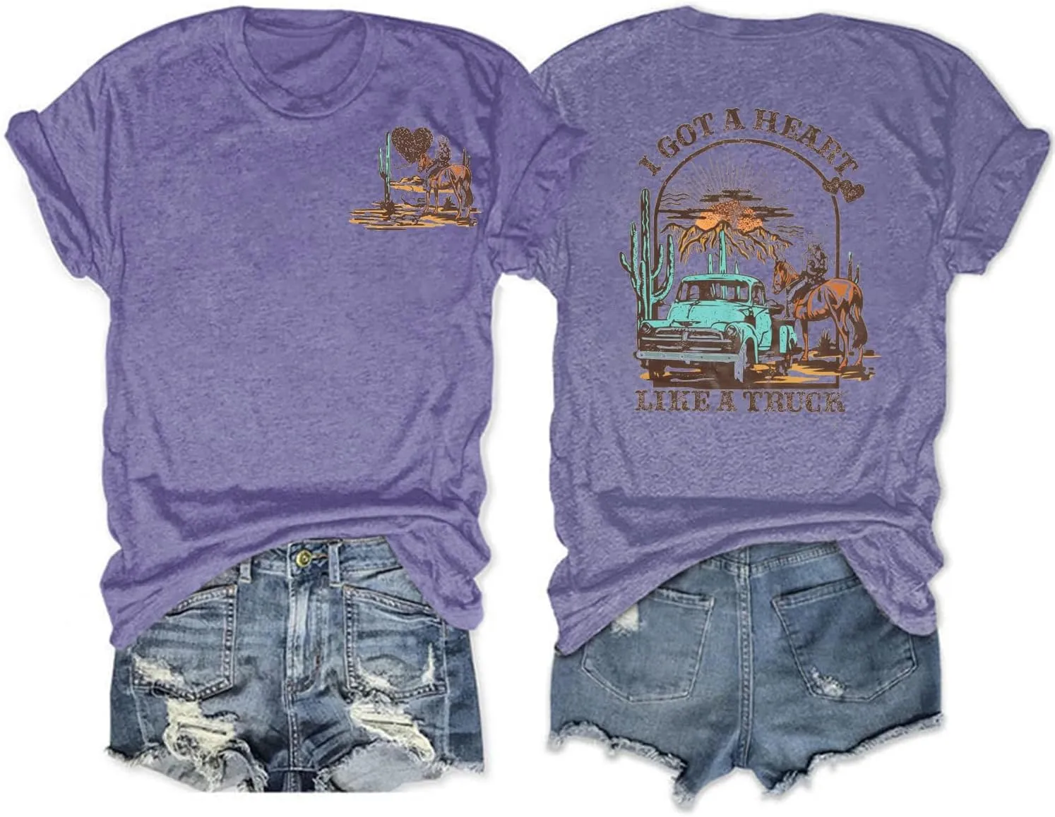 I Got A Heart Like A Truck T Shirt Women Country Music Shirts Nashville Concert Outfit Western Sunset Cowgirl Tops
