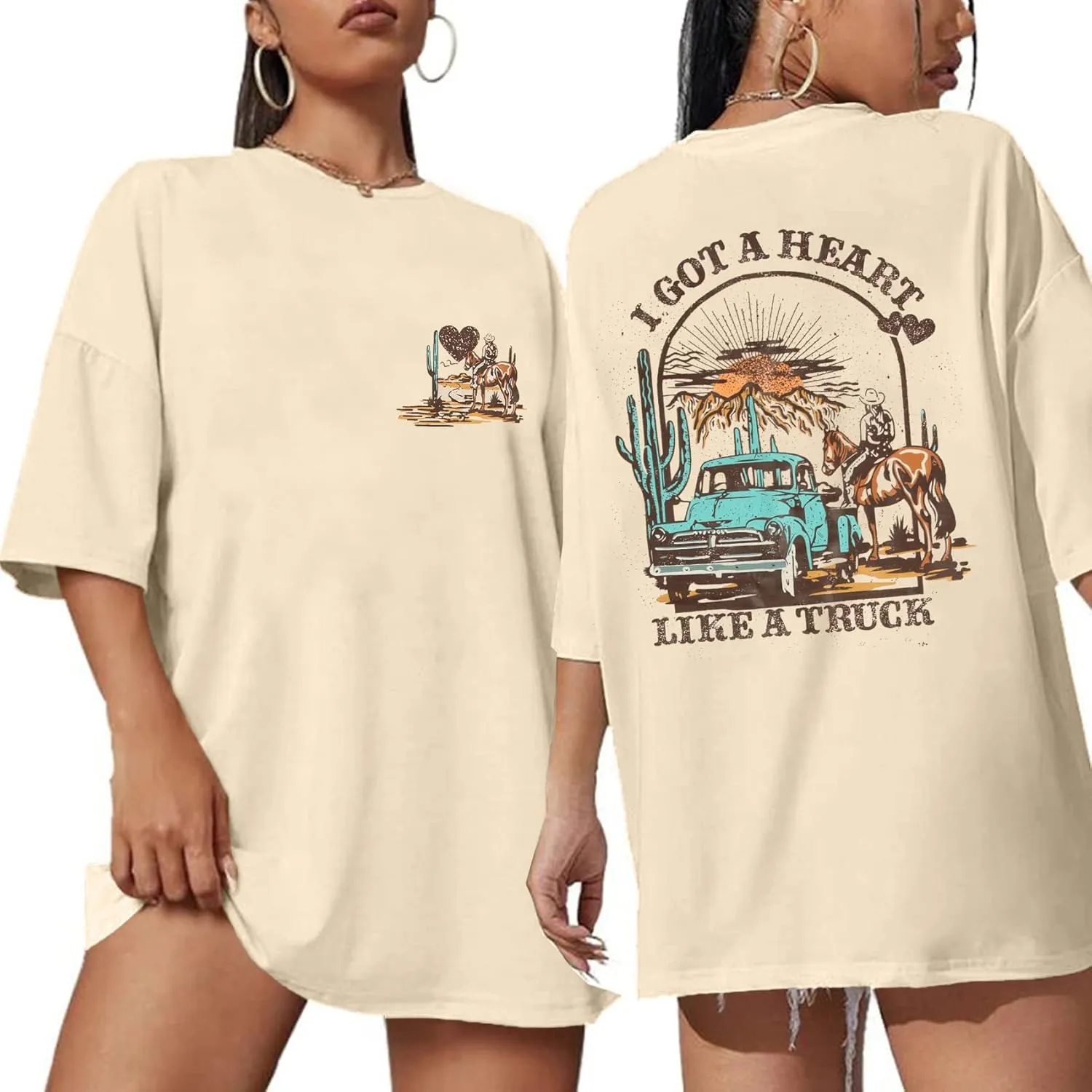 I Got A Heart Like A Truck T Shirt Women Country Music Shirts Nashville Concert Outfit Western Sunset Cowgirl Tops
