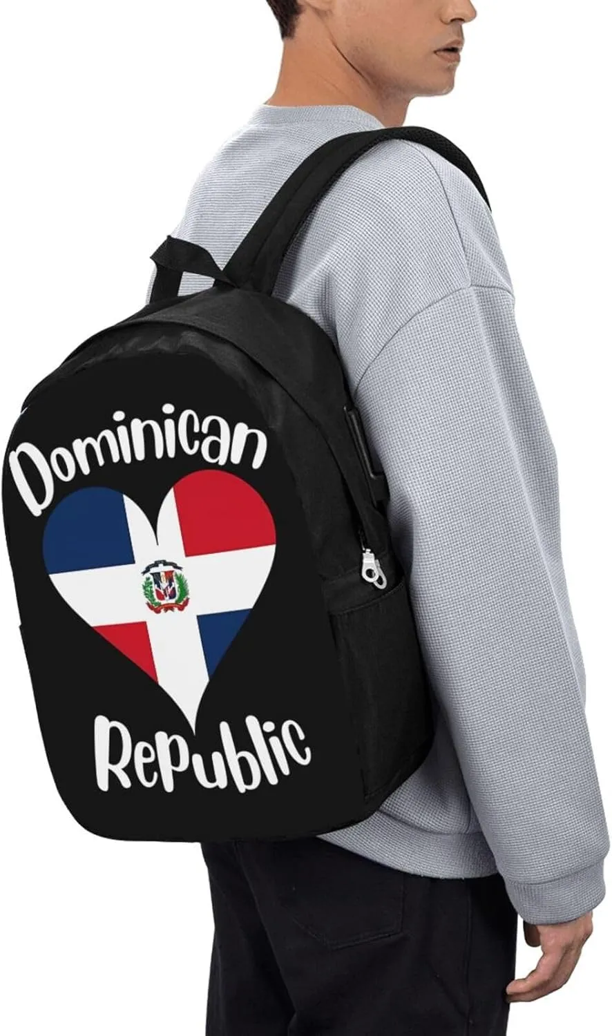 I Love Dominican Republic Travel Backpack 17-Inch Laptop Backpacks Business Rucksack Casual Sport Daypack with USB Charging Port Carry-on Bag for Camping Biking