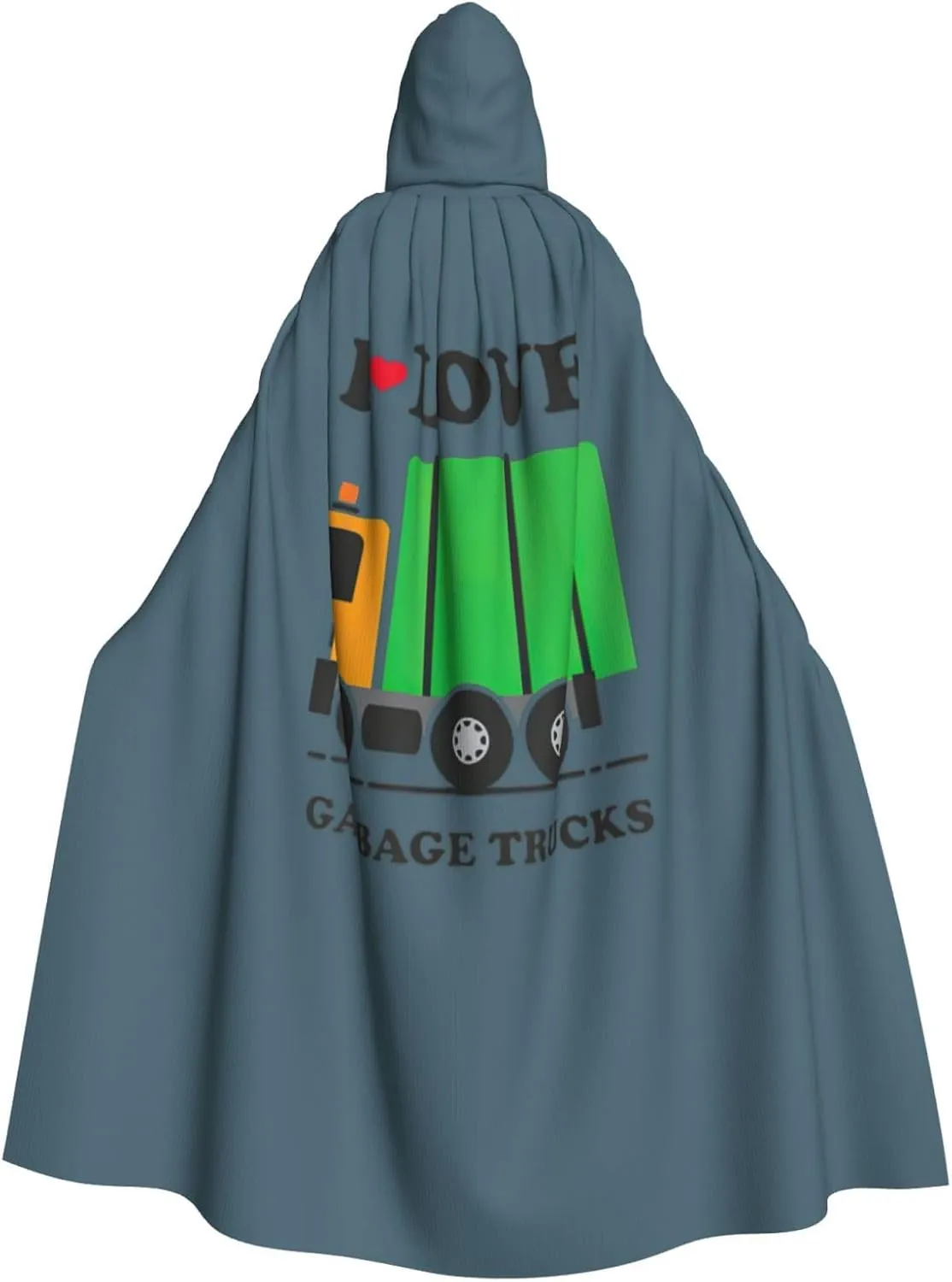 I Love Garbage Trucks print Adult Hooded Cape Carnival Festival Cape Cosplay Robe Costume party Gothic Carnival ﻿