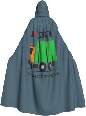 I Love Garbage Trucks print Adult Hooded Cape Carnival Festival Cape Cosplay Robe Costume party Gothic Carnival ﻿