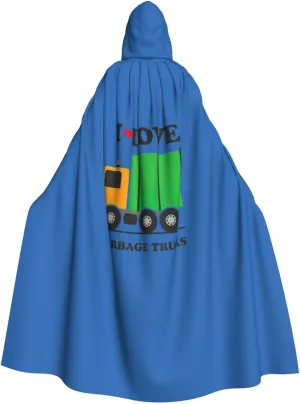 I Love Garbage Trucks print Carnival cape Holiday-themed party costume Witch Cape Cosplay Festival Cape hoodie ﻿