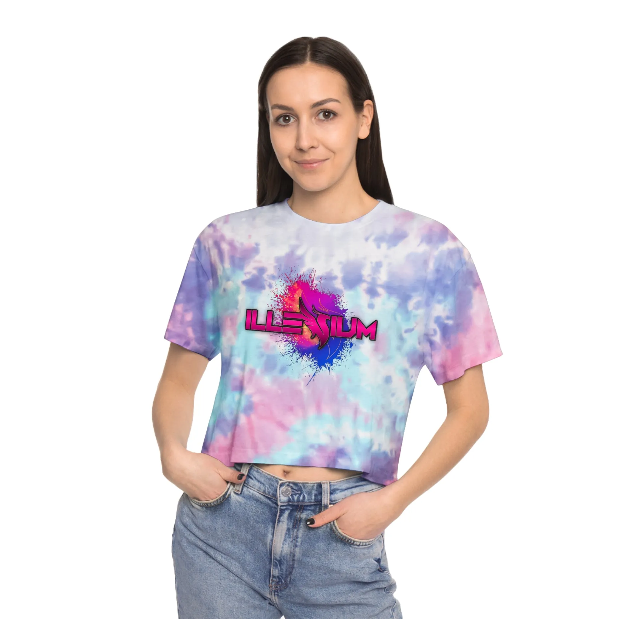 Illenium Tie-Dye Crop Top Sweat Proof Rave Music Festival Shirt