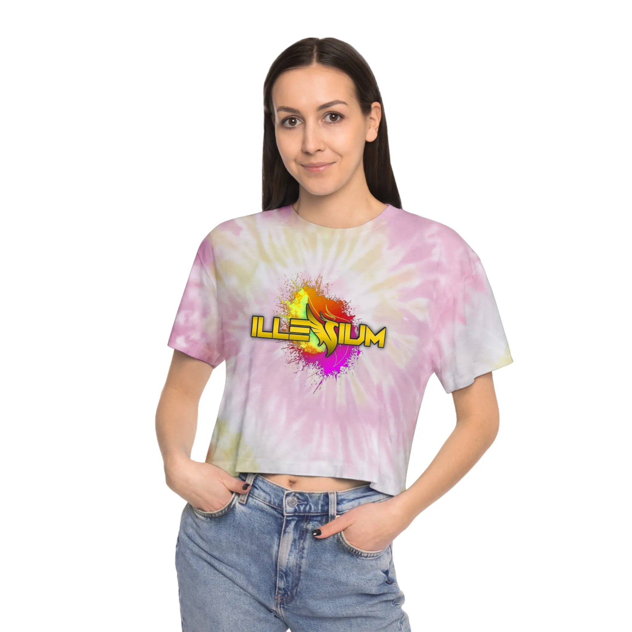 Illenium Tie-Dye Crop Top Sweat Proof Rave Music Festival Shirt