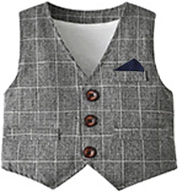 IMEKIS Toddler Baby Boy Christening Outfit Christmas Kids Bowtie Shirt Waistcoat Pants Wedding Holiday Tuxedo Gentleman Suits