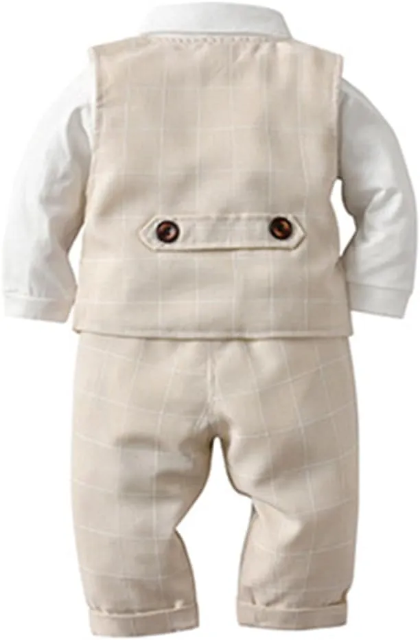 IMEKIS Toddler Baby Boy Christening Outfit Christmas Kids Bowtie Shirt Waistcoat Pants Wedding Holiday Tuxedo Gentleman Suits