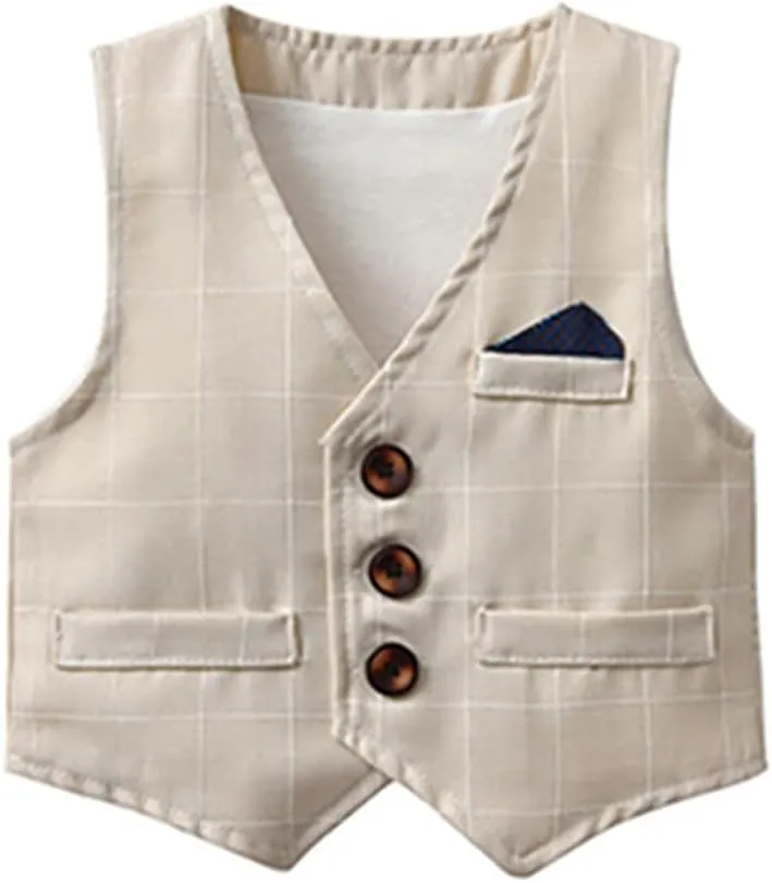 IMEKIS Toddler Baby Boy Christening Outfit Christmas Kids Bowtie Shirt Waistcoat Pants Wedding Holiday Tuxedo Gentleman Suits