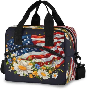 Independence Day Lunch Box for Men Women Adults Insulated Lunch Bag Cooler Bag with Adjustable Shoulder Strap for Work Picnic Travel247
