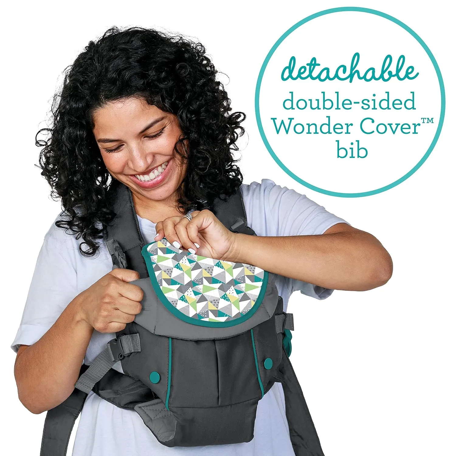Infantino Swift Classic Carrier with Pocket, 2-Ways to Carry Carrier with Wonder Bib & Essentials Storage Front Pocket for Babies 7-26lb, Adjustable Strap, Gray