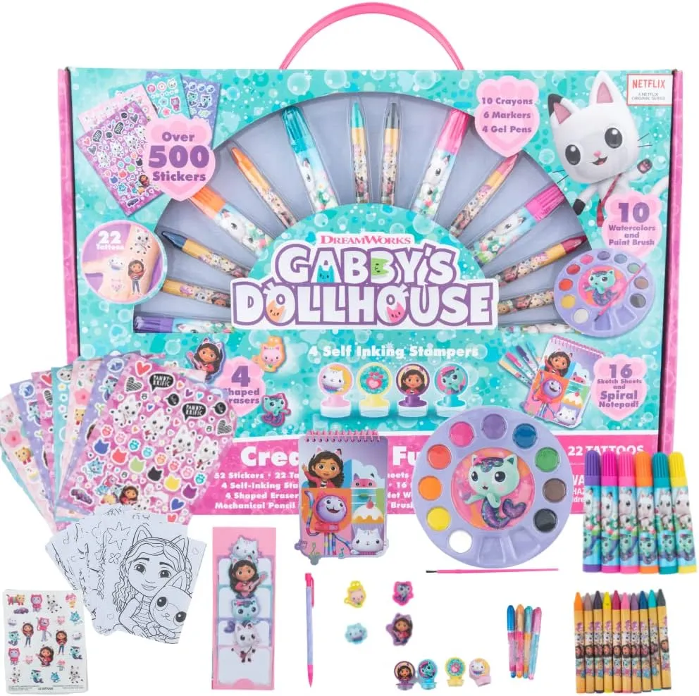 Innovative Designs Gabby's Dollhouse Creativity Fun Kids Art Set for Coloring, Painting, and Crafts