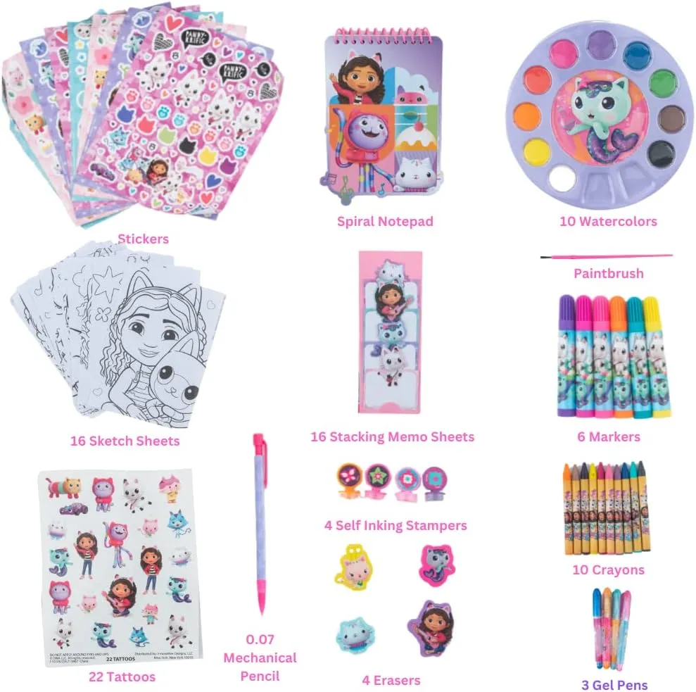 Innovative Designs Gabby's Dollhouse Creativity Fun Kids Art Set for Coloring, Painting, and Crafts