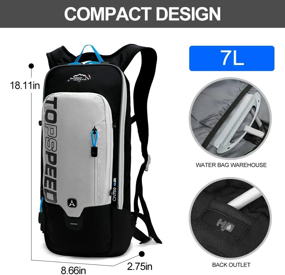 INOXTO Hydration Pack Backpack， Hydration Pack Lightweight Water Backpack with 2L Water Bladder Bag Daypack for Hiking Running Cycling Camping Hunting for Women Men
