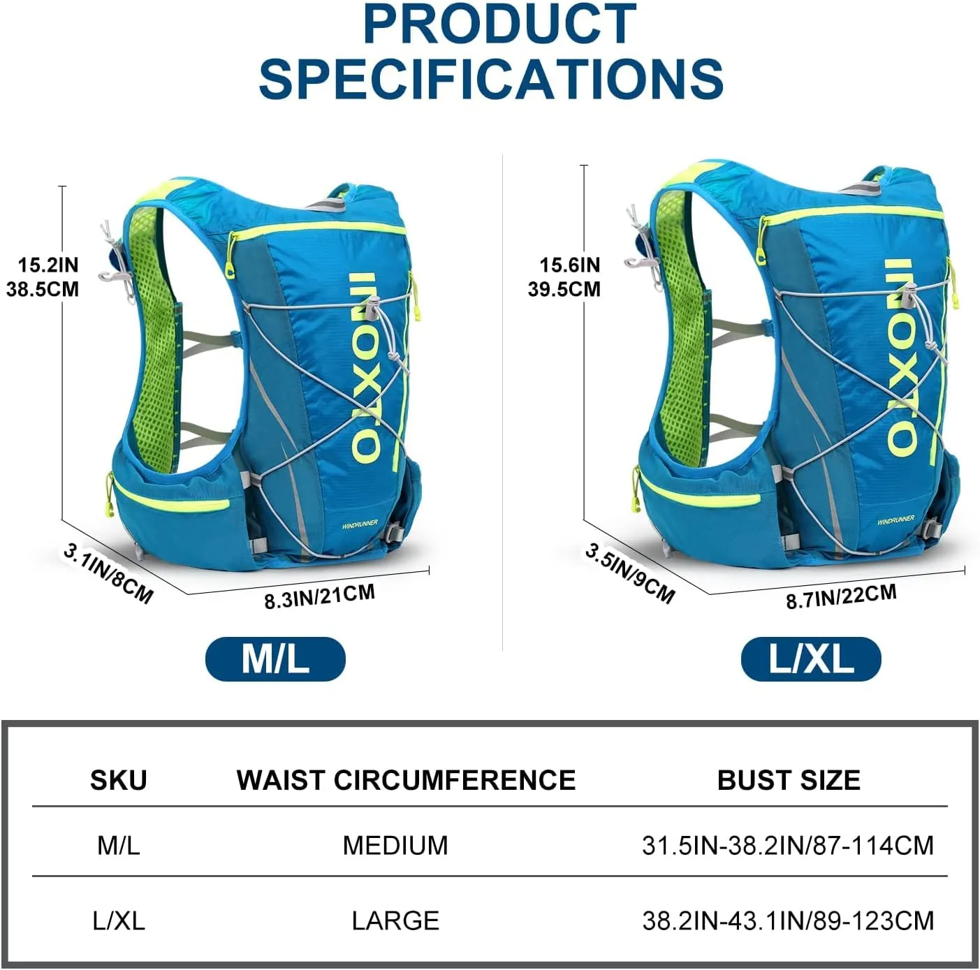 INOXTO Hydration Vest Backpack,Lightweight Water Running Vest Pack with 1.5L Water Bladder Bag Daypack for Hiking Trail Running Cycling Race Marathon for Women Men