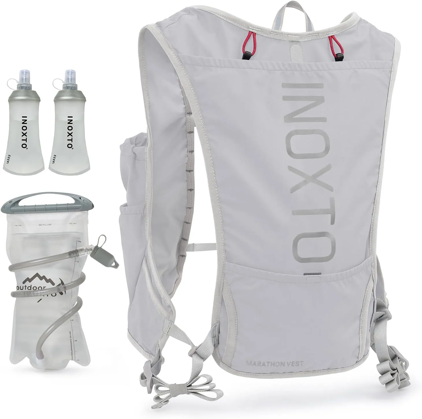 INOXTO Running Hydration Vest Backpack,Lightweight Insulated Pack with 1.5L Water Bladder Bag Daypack for Hiking Trail Running Cycling Race Marathon for Women Men