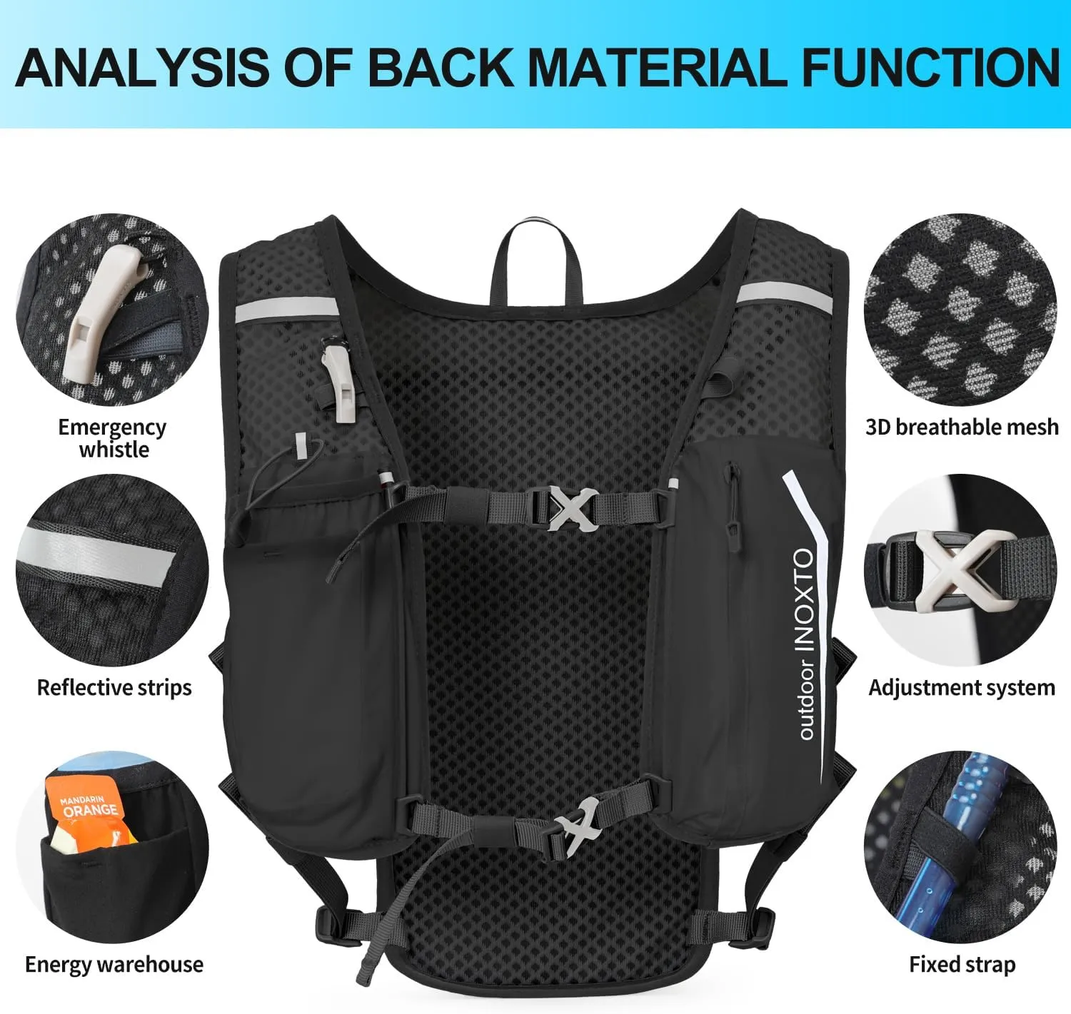 INOXTO Running Hydration Vest Backpack,Lightweight Pack with 1.6L Water Bladder Hydration Backpack Daypack for Hiking Trail Running Cycling Race Marathon for Women Men