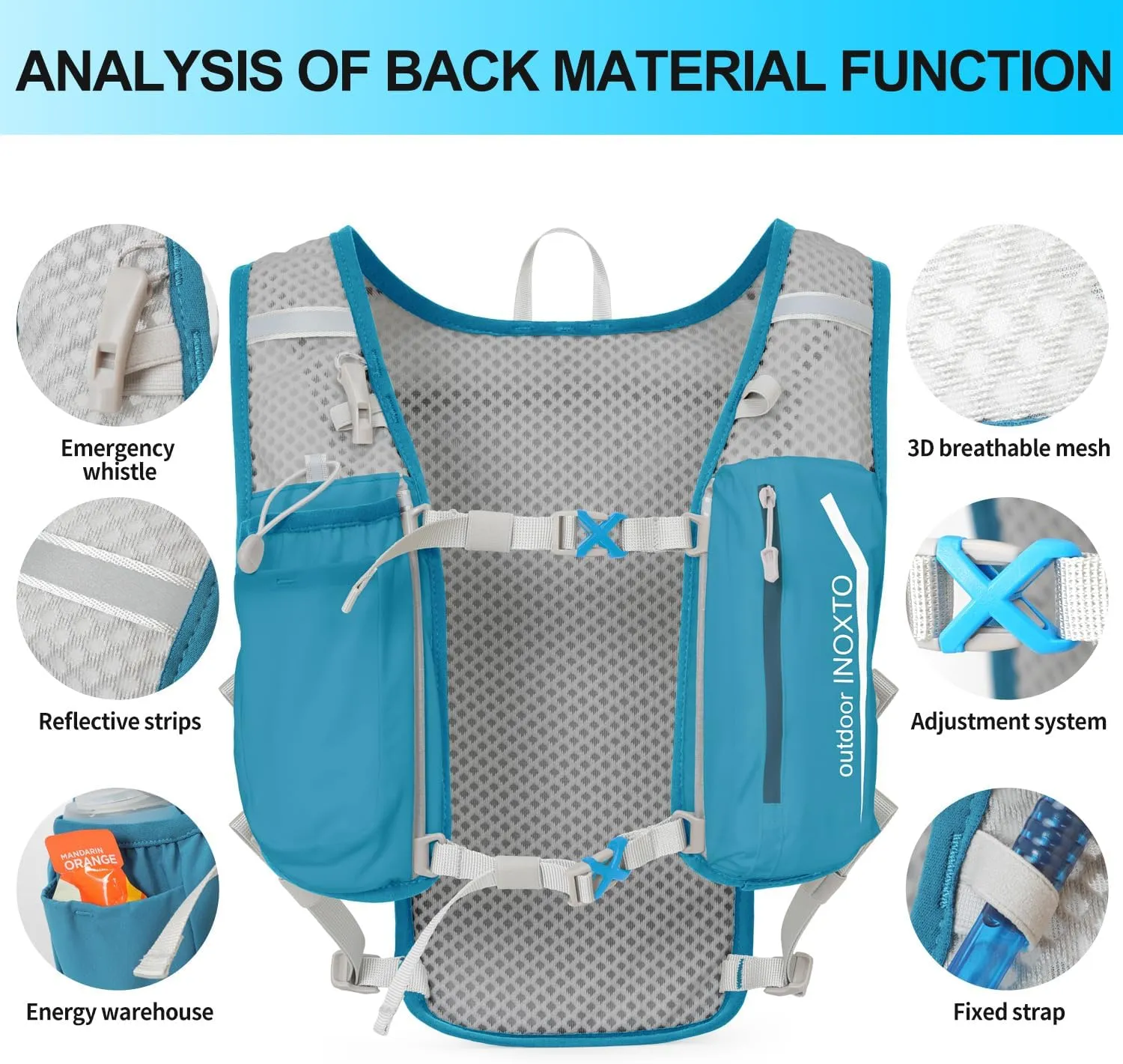 INOXTO Running Hydration Vest Backpack,Lightweight Pack with 1.6L Water Bladder Hydration Backpack Daypack for Hiking Trail Running Cycling Race Marathon for Women Men