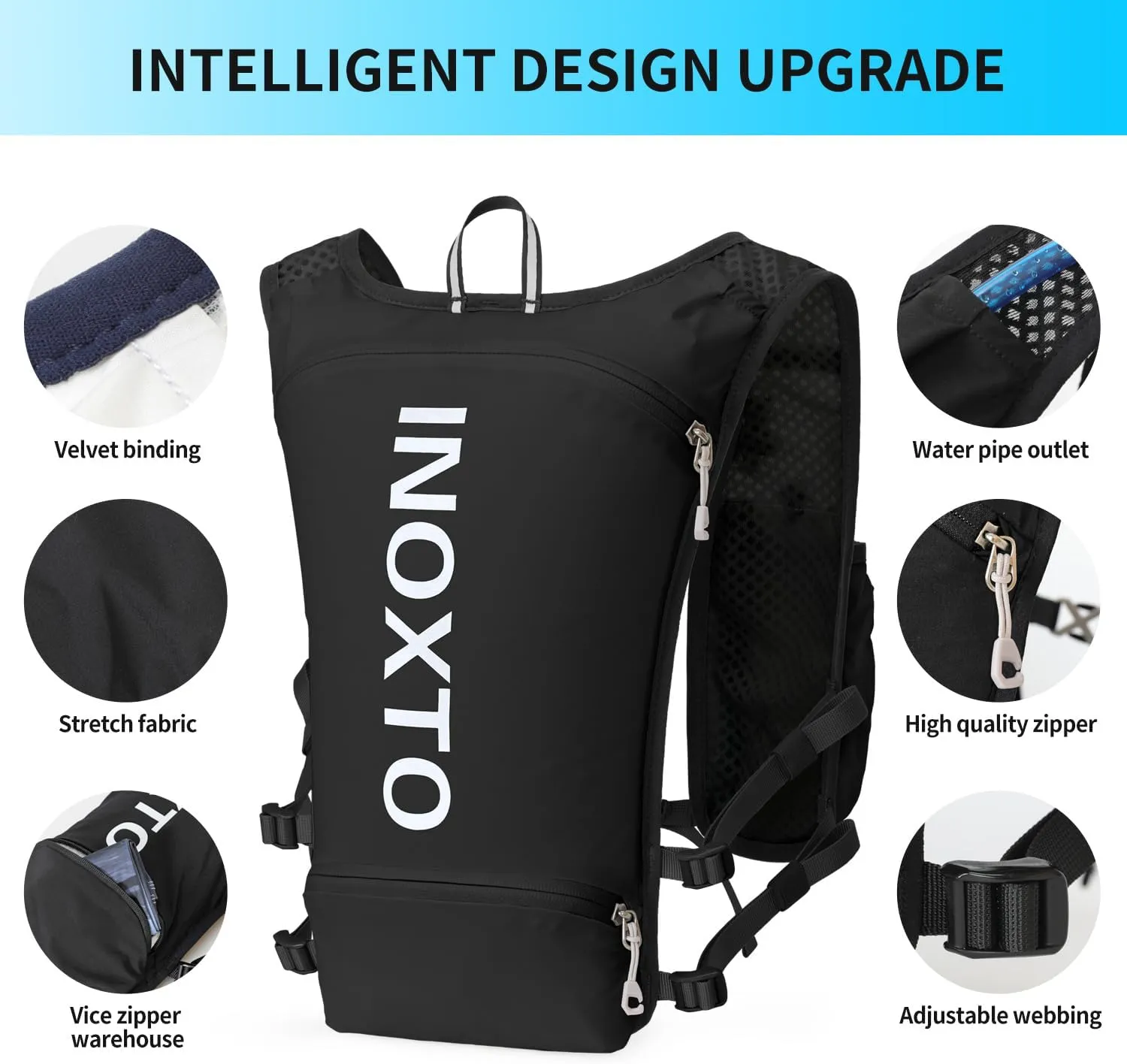INOXTO Running Hydration Vest Backpack,Lightweight Pack with 1.6L Water Bladder Hydration Backpack Daypack for Hiking Trail Running Cycling Race Marathon for Women Men
