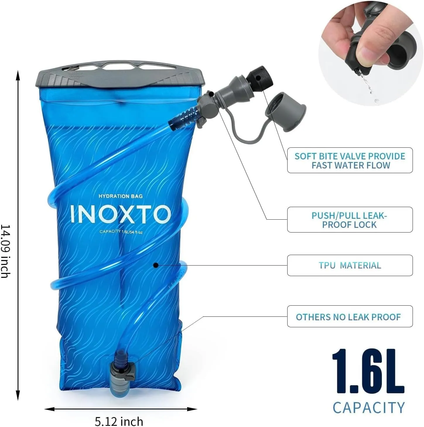 INOXTO Running Hydration Vest Backpack,Lightweight Pack with 1.6L Water Bladder Hydration Backpack Daypack for Hiking Trail Running Cycling Race Marathon for Women Men