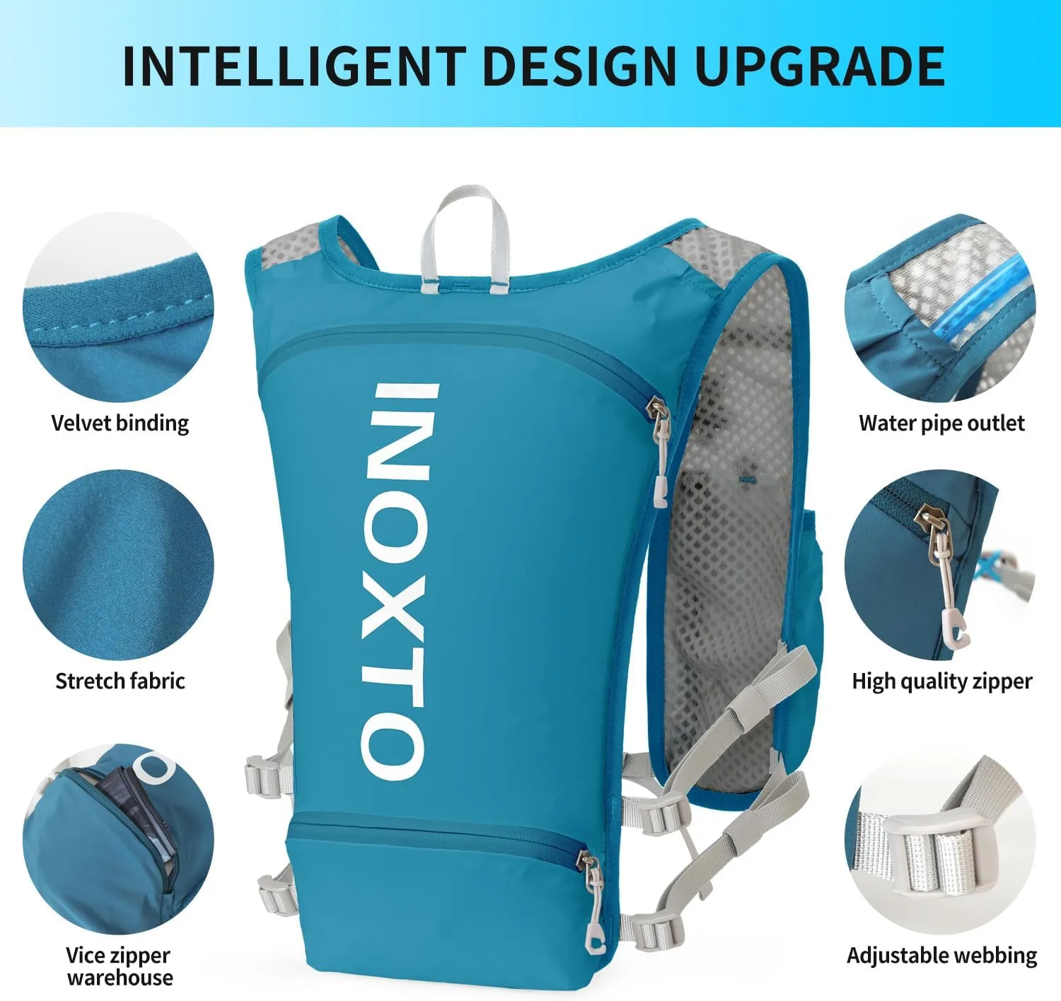 INOXTO Running Hydration Vest Backpack,Lightweight Pack with 1.6L Water Bladder Hydration Backpack Daypack for Hiking Trail Running Cycling Race Marathon for Women Men