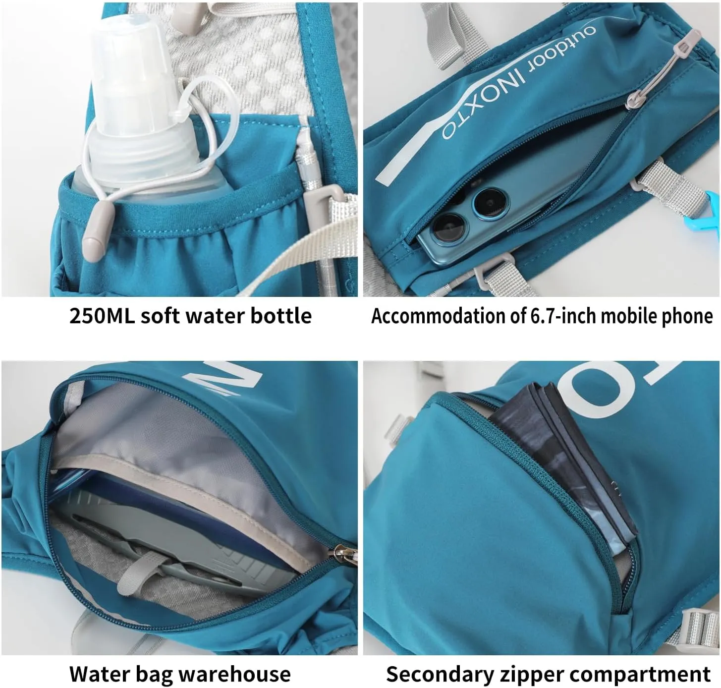 INOXTO Running Hydration Vest Backpack,Lightweight Pack with 1.6L Water Bladder Hydration Backpack Daypack for Hiking Trail Running Cycling Race Marathon for Women Men